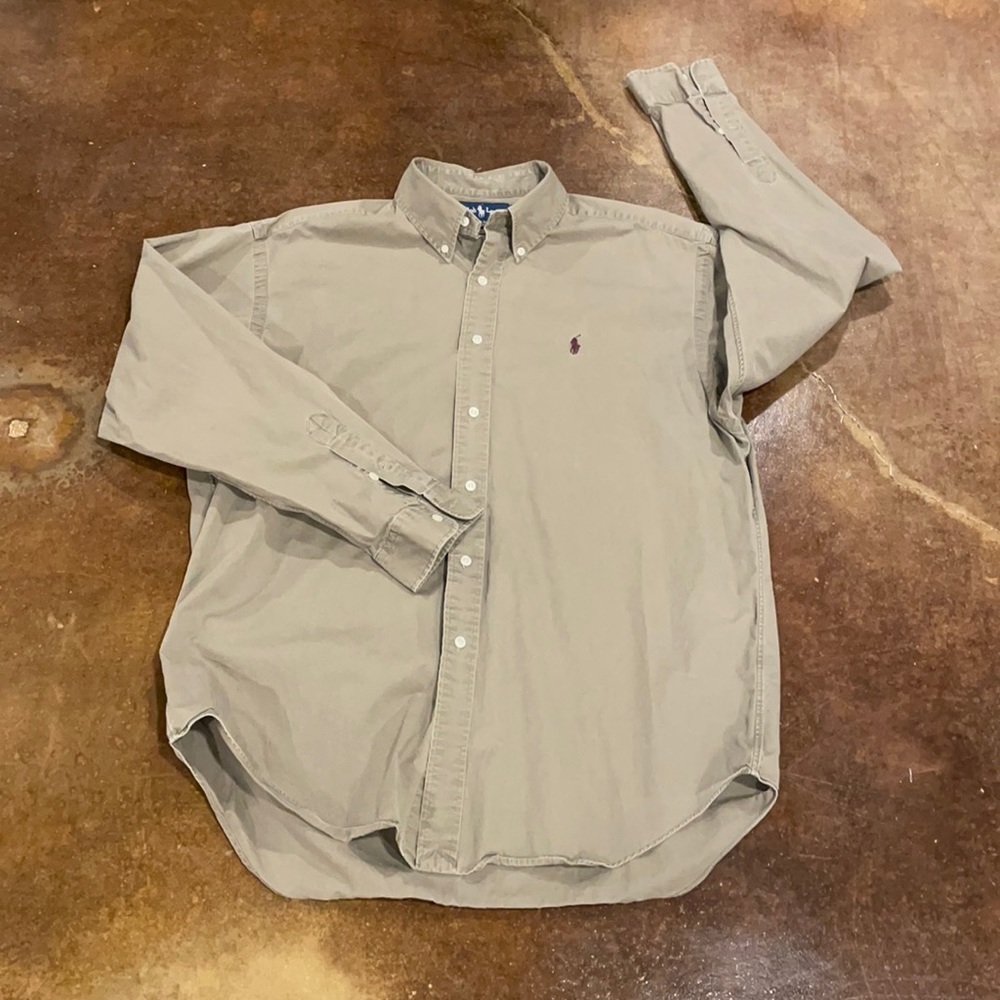 Olive green Polo Oxford cloth button down.